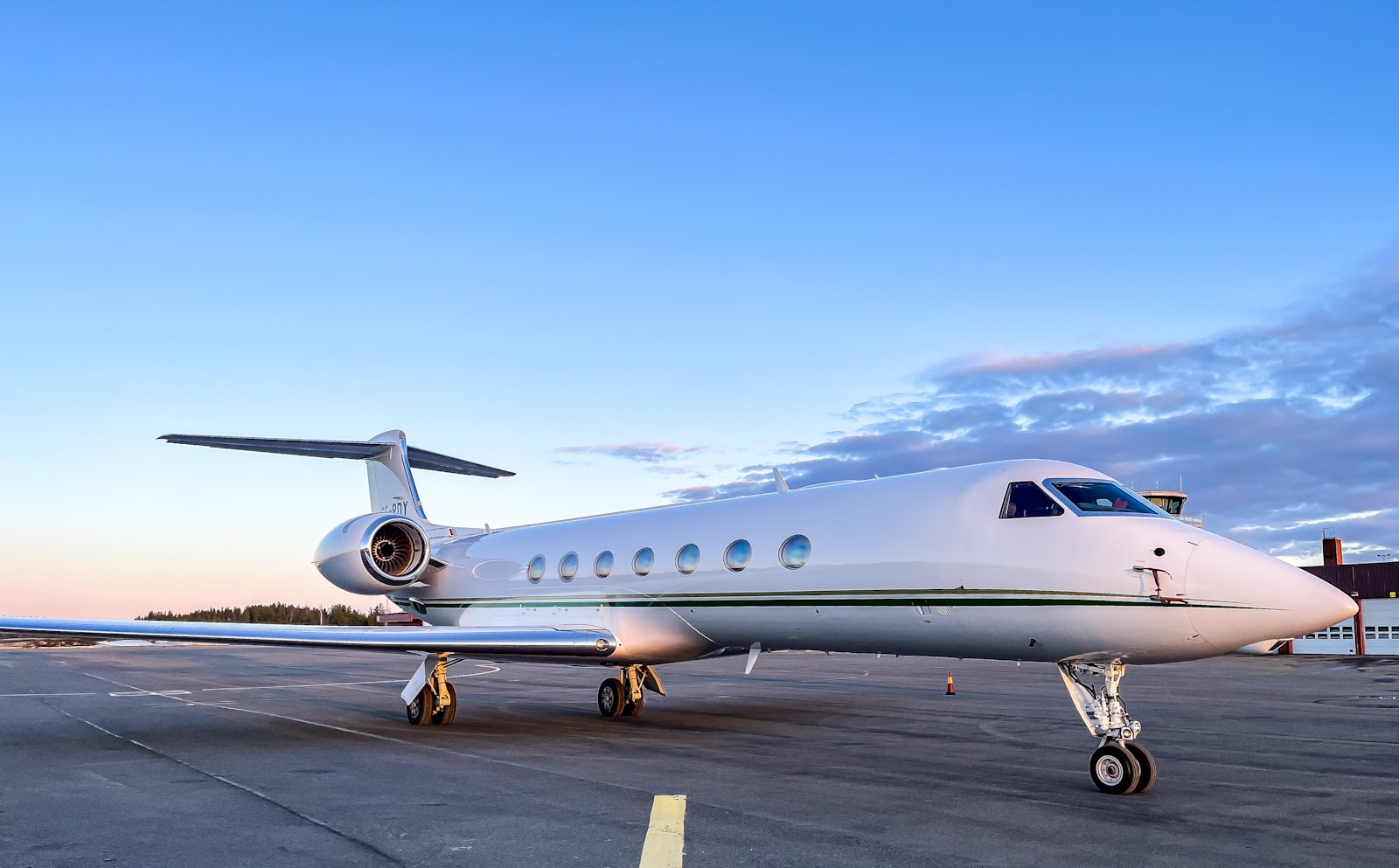 A business aircraft on the ramp