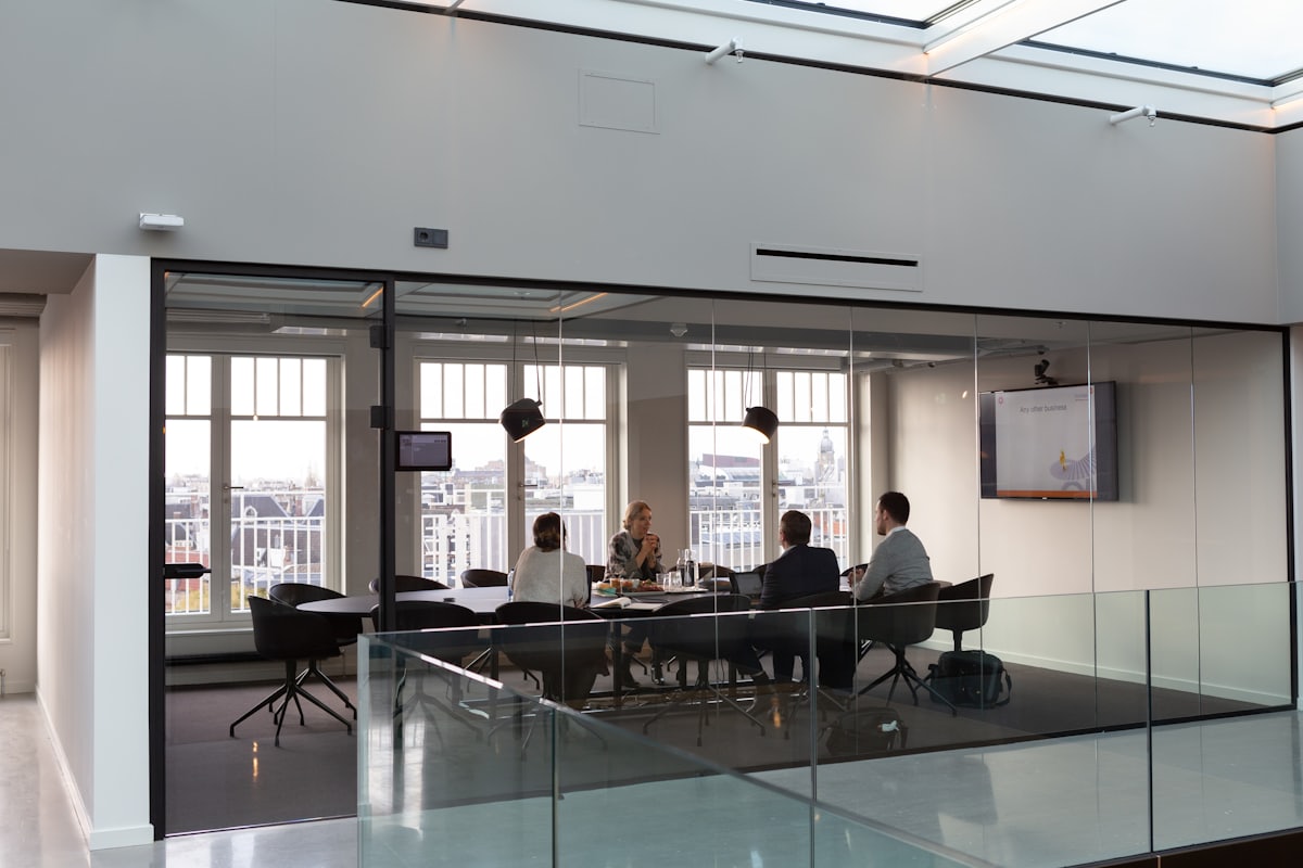 A team discussing a project
